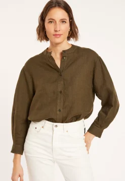 Maison Montagut Chemisiers>Blouse En Lin Col Tunisien - Vania