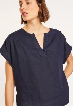 Maison Montagut T-Shirts>Blouse En Lin Manches Courtes - Virginie