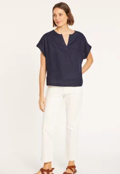 Maison Montagut T-Shirts>Blouse En Lin Manches Courtes - Virginie
