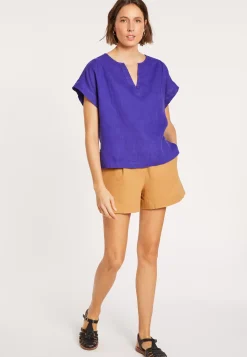 Maison Montagut T-Shirts>Blouse En Lin Manches Courtes - Virginie