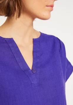 Maison Montagut T-Shirts>Blouse En Lin Manches Courtes - Virginie