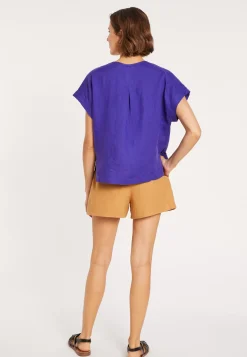 Maison Montagut T-Shirts>Blouse En Lin Manches Courtes - Virginie