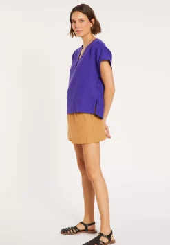 Maison Montagut T-Shirts>Blouse En Lin Manches Courtes - Virginie