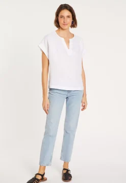 Maison Montagut T-Shirts>Blouse En Lin Manches Courtes - Virginie
