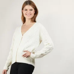 Maison Montagut Vestes Et Gilets>Cardigan A Fantaisie De Torsades En Cachemire - Fiona