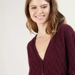 Maison Montagut Vestes Et Gilets>Cardigan A Fantaisie De Torsades En Cachemire - Fiona