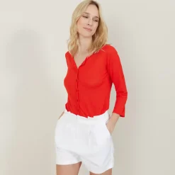 Maison Montagut Vestes Et Gilets>Cardigan A Poches En Lin Flamme - Bao