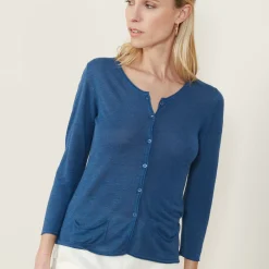 Maison Montagut Vestes Et Gilets>Cardigan A Poches En Lin Flamme - Bao