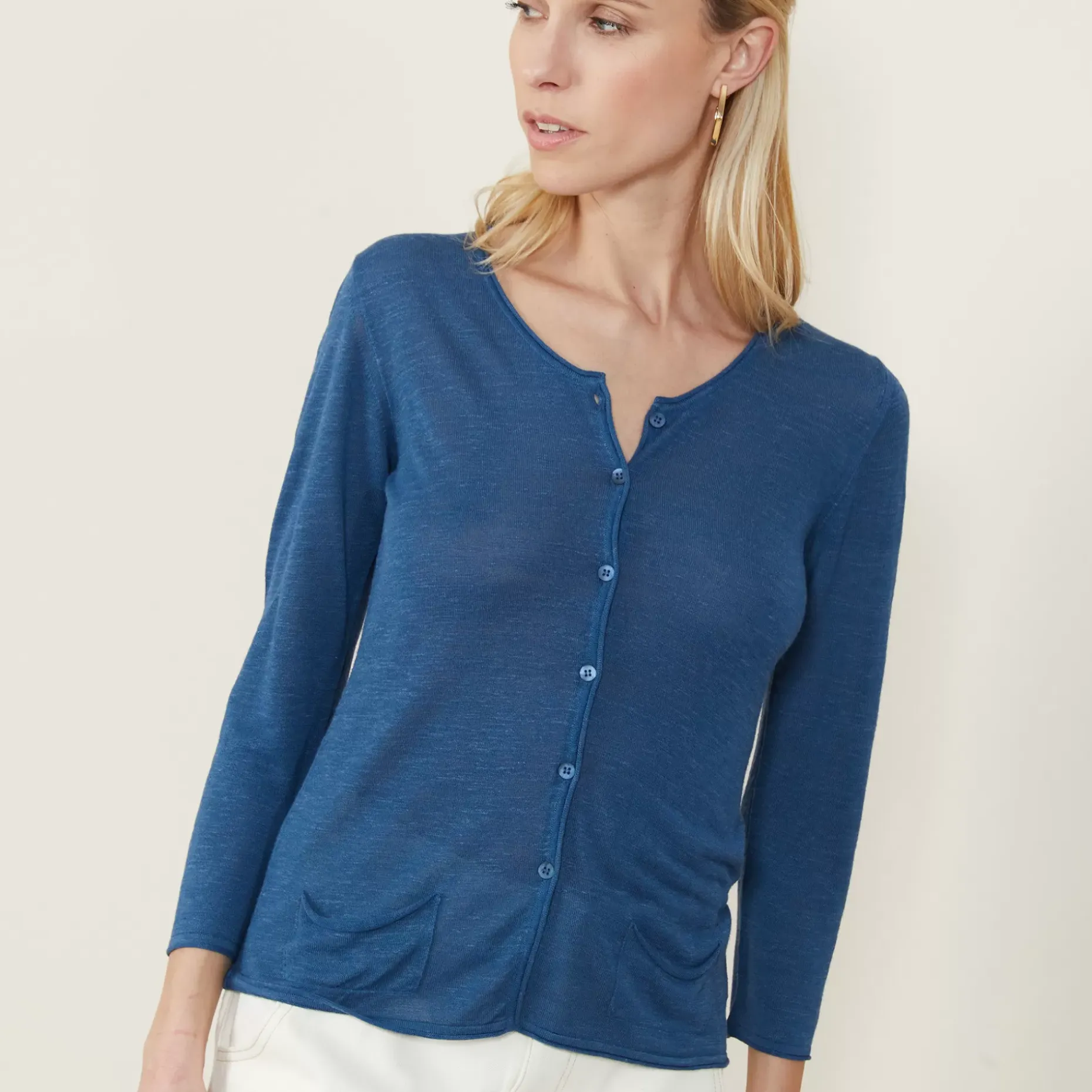 Maison Montagut Vestes Et Gilets>Cardigan A Poches En Lin Flamme - Bao