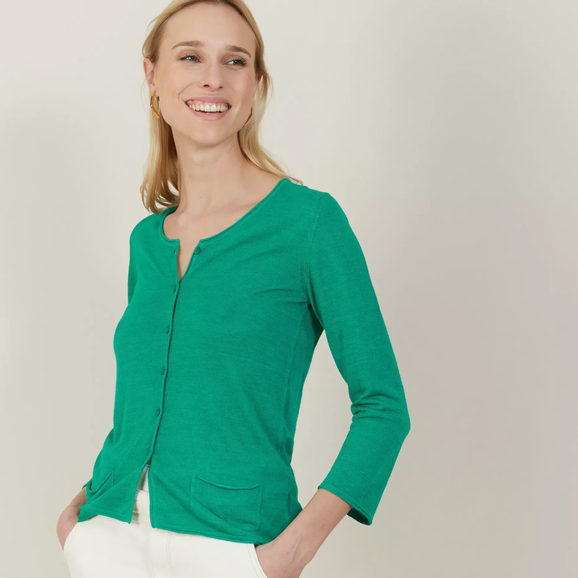Maison Montagut Vestes Et Gilets>Cardigan A Poches En Lin Flamme - Bao