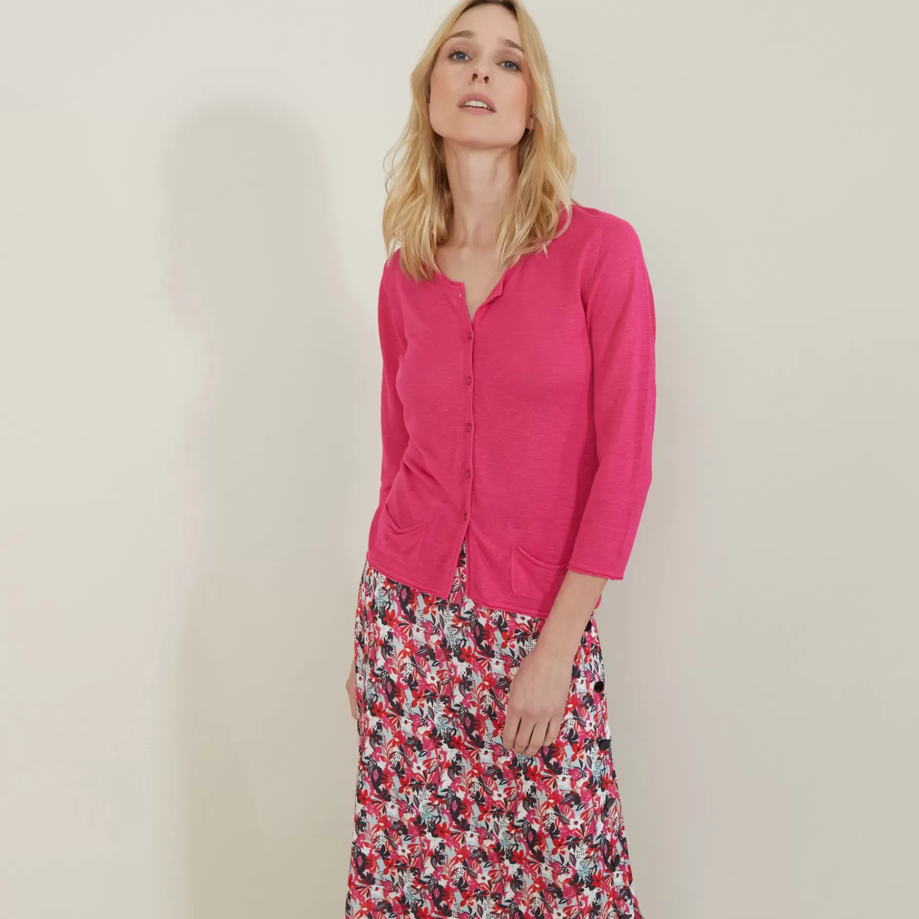 Maison Montagut Vestes Et Gilets>Cardigan A Poches En Lin Flamme - Bao