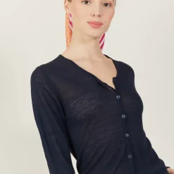Maison Montagut Vestes Et Gilets>Cardigan A Poches En Lin Flamme - Bao
