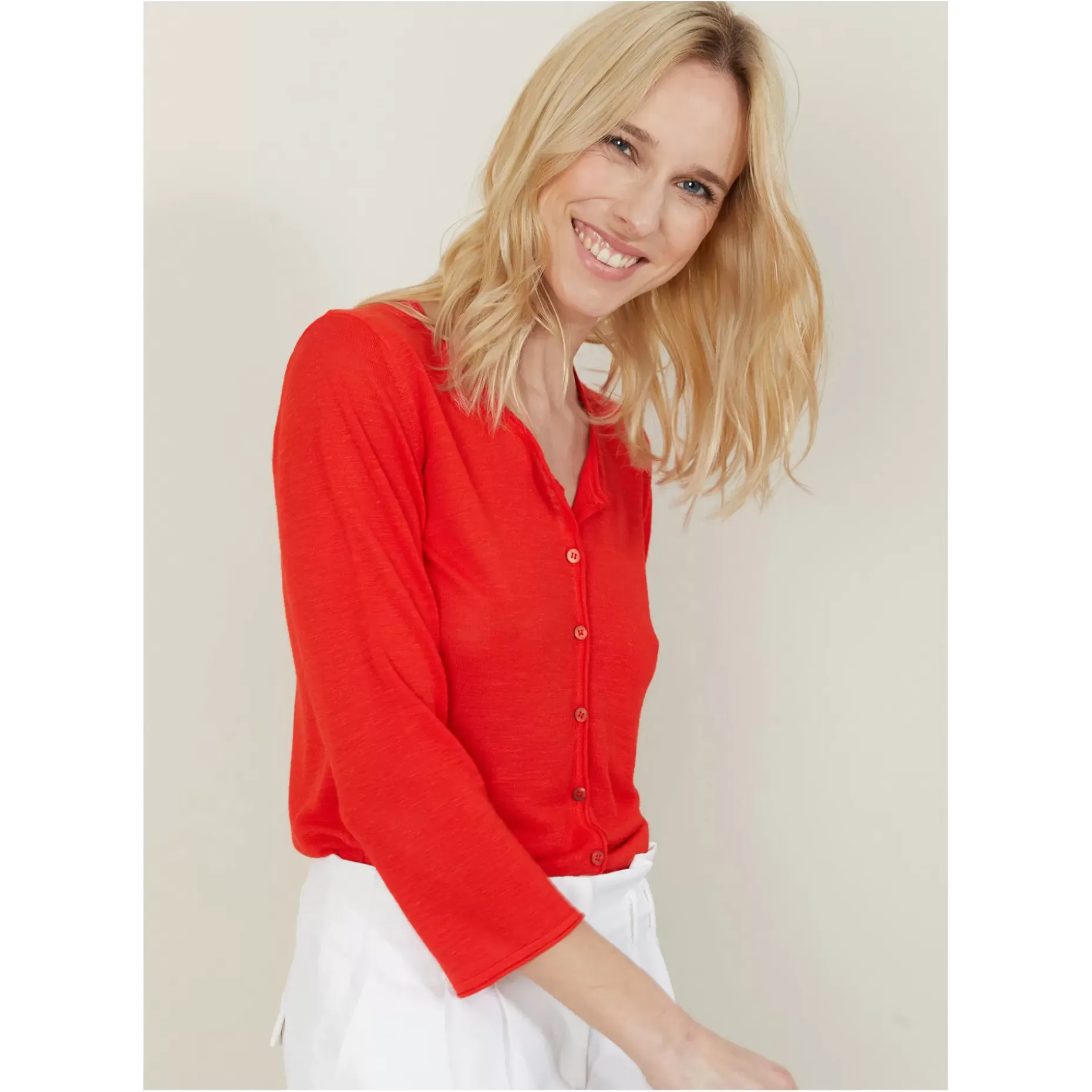 Maison Montagut Vestes Et Gilets>Cardigan A Poches En Lin Flamme - Bao