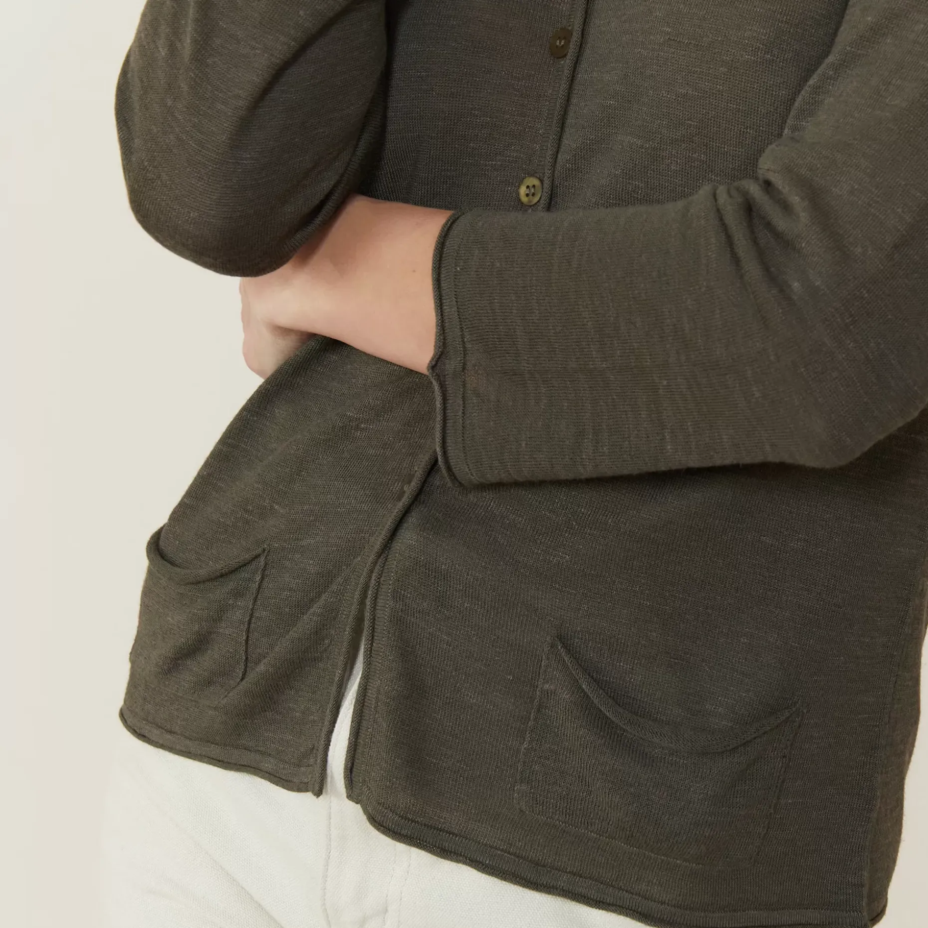 Maison Montagut Vestes Et Gilets>Cardigan A Poches En Lin Flamme - Bao