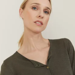 Maison Montagut Vestes Et Gilets>Cardigan A Poches En Lin Flamme - Bao