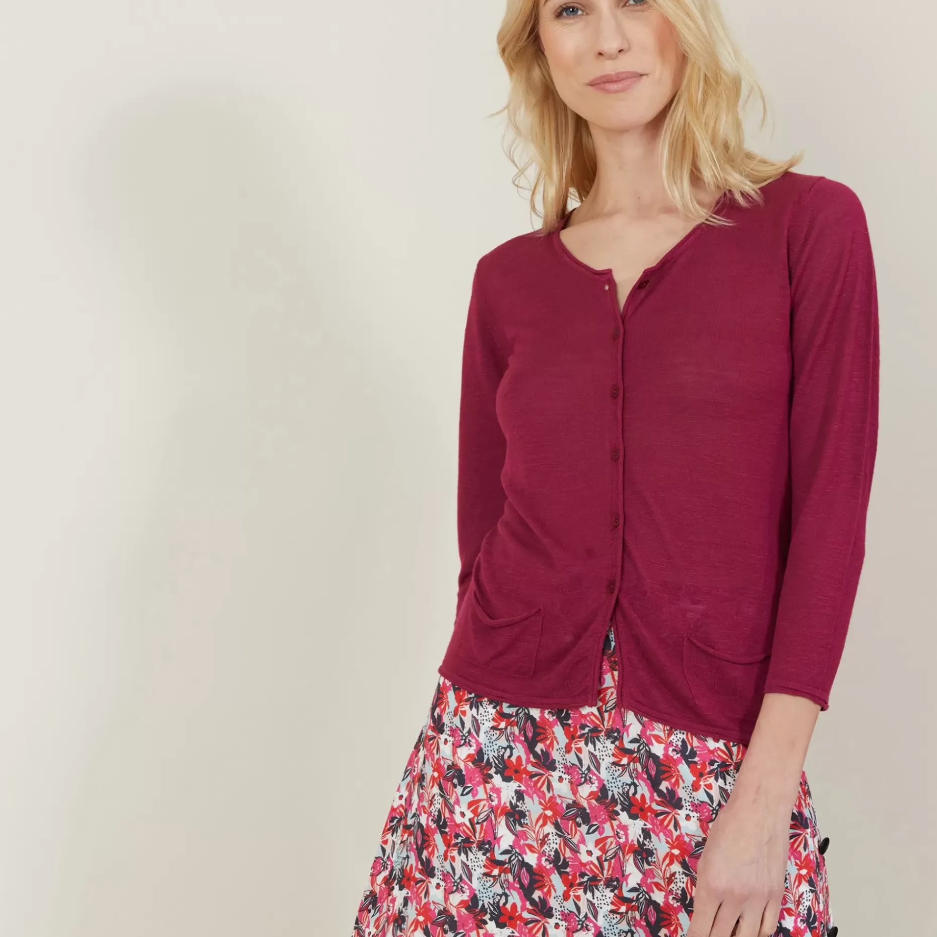 Maison Montagut Vestes Et Gilets>Cardigan A Poches En Lin Flamme - Bao