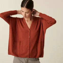 Maison Montagut Vestes Et Gilets>Cardigan Boutonne A Poches En Laine Merinos - Ava