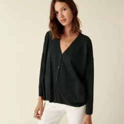 Maison Montagut Vestes Et Gilets>Cardigan Boutonne A Poches En Laine Merinos - Ava