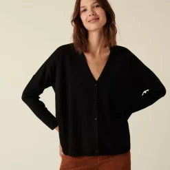 Maison Montagut Vestes Et Gilets>Cardigan Boutonne A Poches En Laine Merinos - Ava