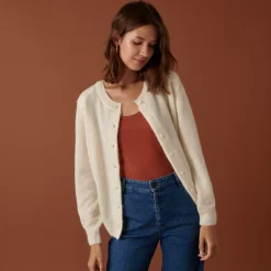 Maison Montagut Vestes Et Gilets>Cardigan Boutonne Avec Epaulettes En Mohair - Aloise