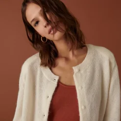 Maison Montagut Vestes Et Gilets>Cardigan Boutonne Avec Epaulettes En Mohair - Aloise