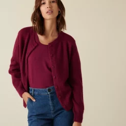 Maison Montagut Vestes Et Gilets>Cardigan Boutonne Avec Epaulettes En Mohair - Aloise