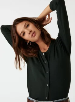 Maison Montagut Vestes Et Gilets>Cardigan Boutonne Col Rond A Poches En Laine Merinos - Amalia
