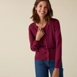Maison Montagut Vestes Et Gilets>Cardigan Boutonne Col Rond A Poches En Laine Merinos - Amalia