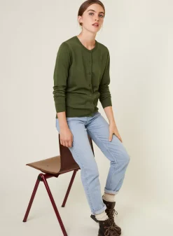 Maison Montagut Vestes Et Gilets>Cardigan Boutonne Col Rond A Poches En Laine Merinos - Amalia