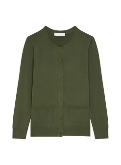Maison Montagut Vestes Et Gilets>Cardigan Boutonne Col Rond A Poches En Laine Merinos - Amalia