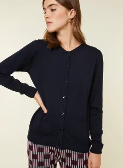 Maison Montagut Vestes Et Gilets>Cardigan Boutonne Col Rond A Poches En Laine Merinos - Amalia