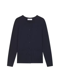 Maison Montagut Vestes Et Gilets>Cardigan Boutonne Col Rond A Poches En Laine Merinos - Amalia