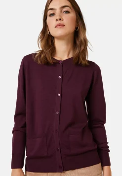 Maison Montagut Vestes Et Gilets>Cardigan Boutonne Col Rond A Poches En Laine Merinos - Amalia