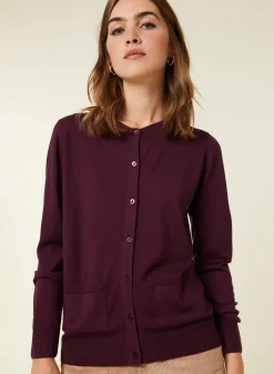 Maison Montagut Vestes Et Gilets>Cardigan Boutonne Col Rond A Poches En Laine Merinos - Amalia