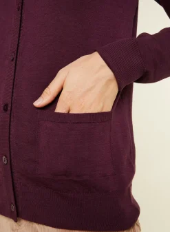 Maison Montagut Vestes Et Gilets>Cardigan Boutonne Col Rond A Poches En Laine Merinos - Amalia