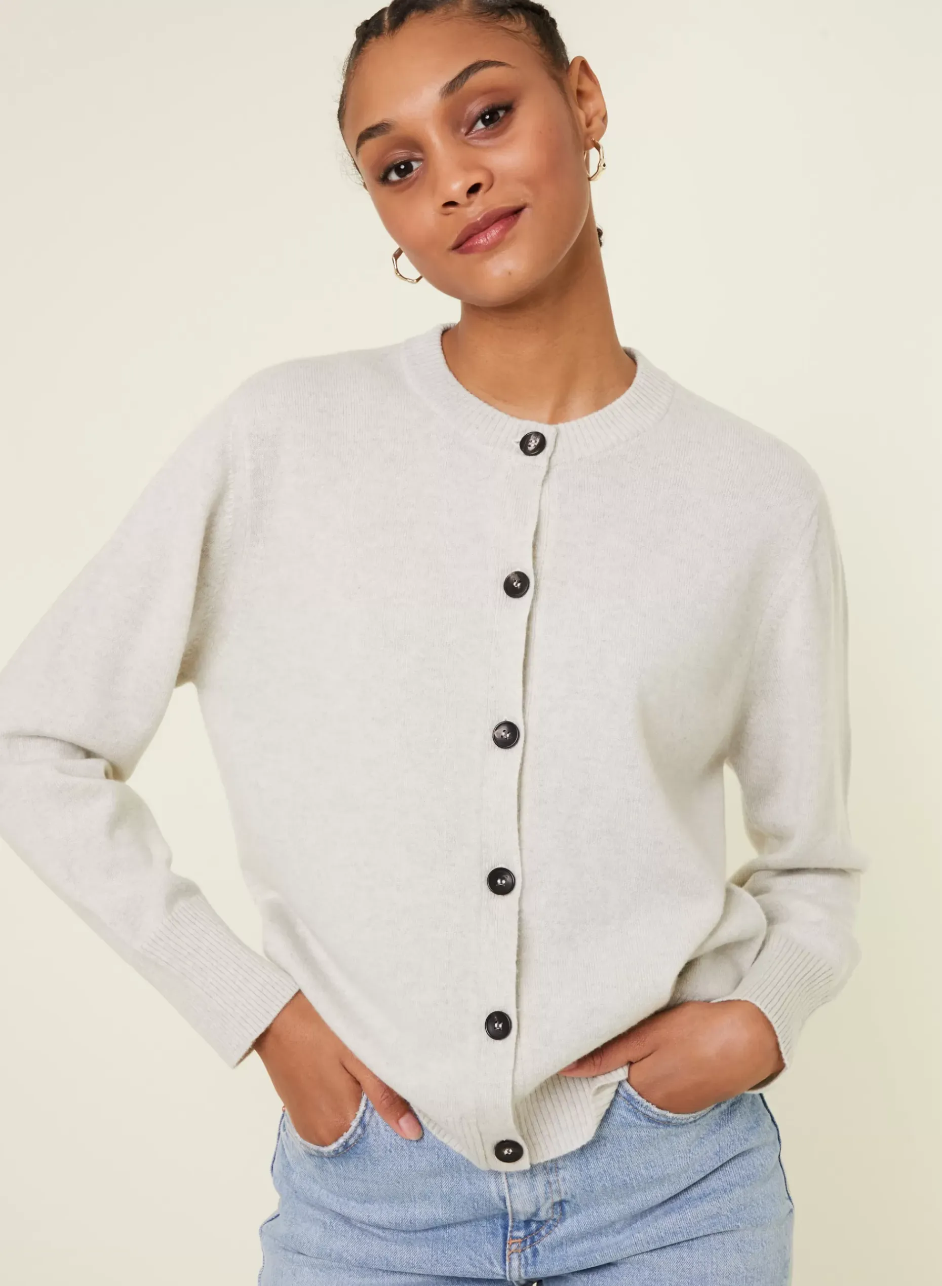 Maison Montagut Vestes Et Gilets>Cardigan Boutonne Col Rond En Cachemire - Ari