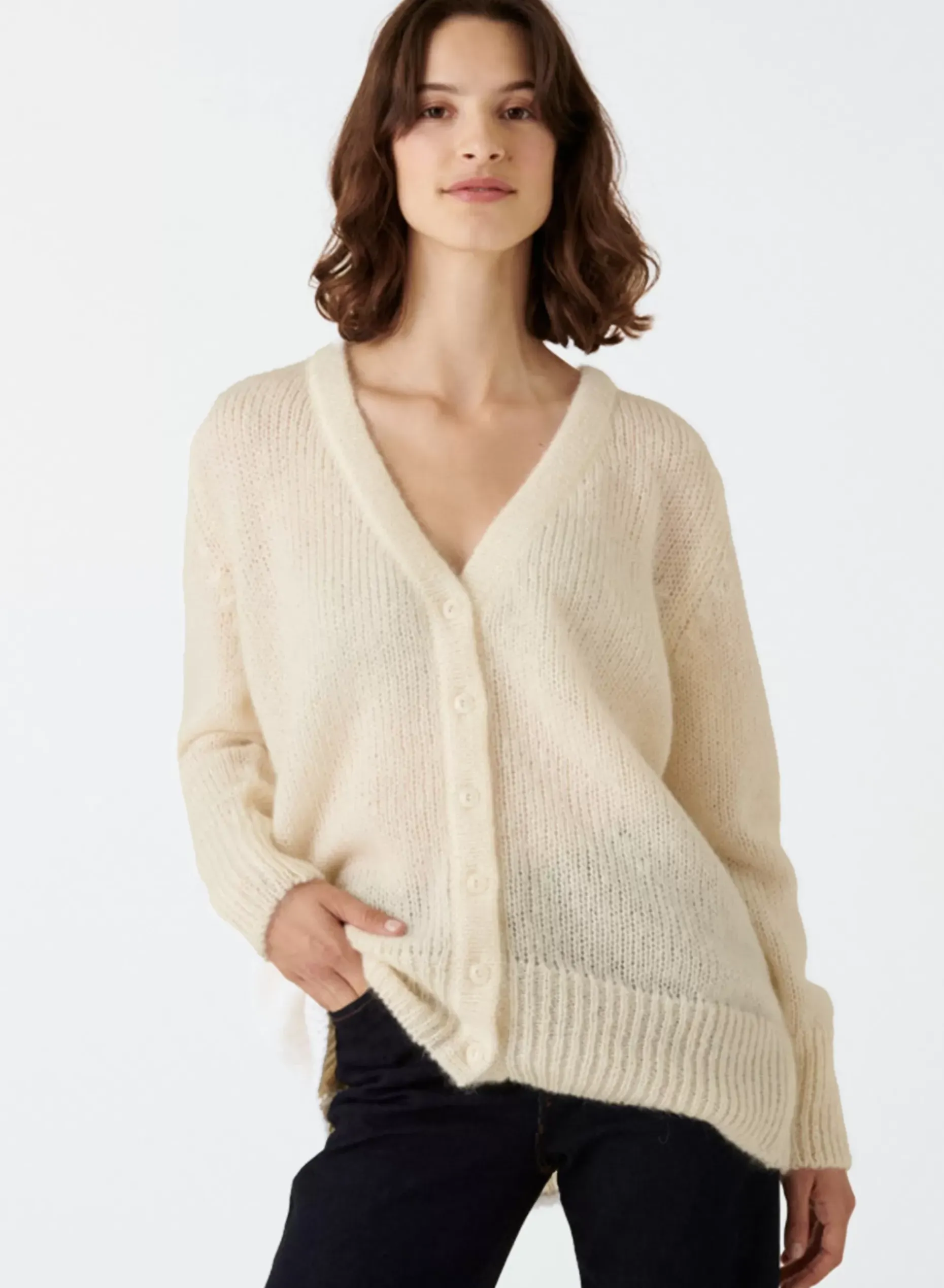 Maison Montagut Vestes Et Gilets>Cardigan Boutonne Col V En Mohair - Anais