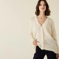 Maison Montagut Vestes Et Gilets>Cardigan Boutonne Col V En Mohair - Anais