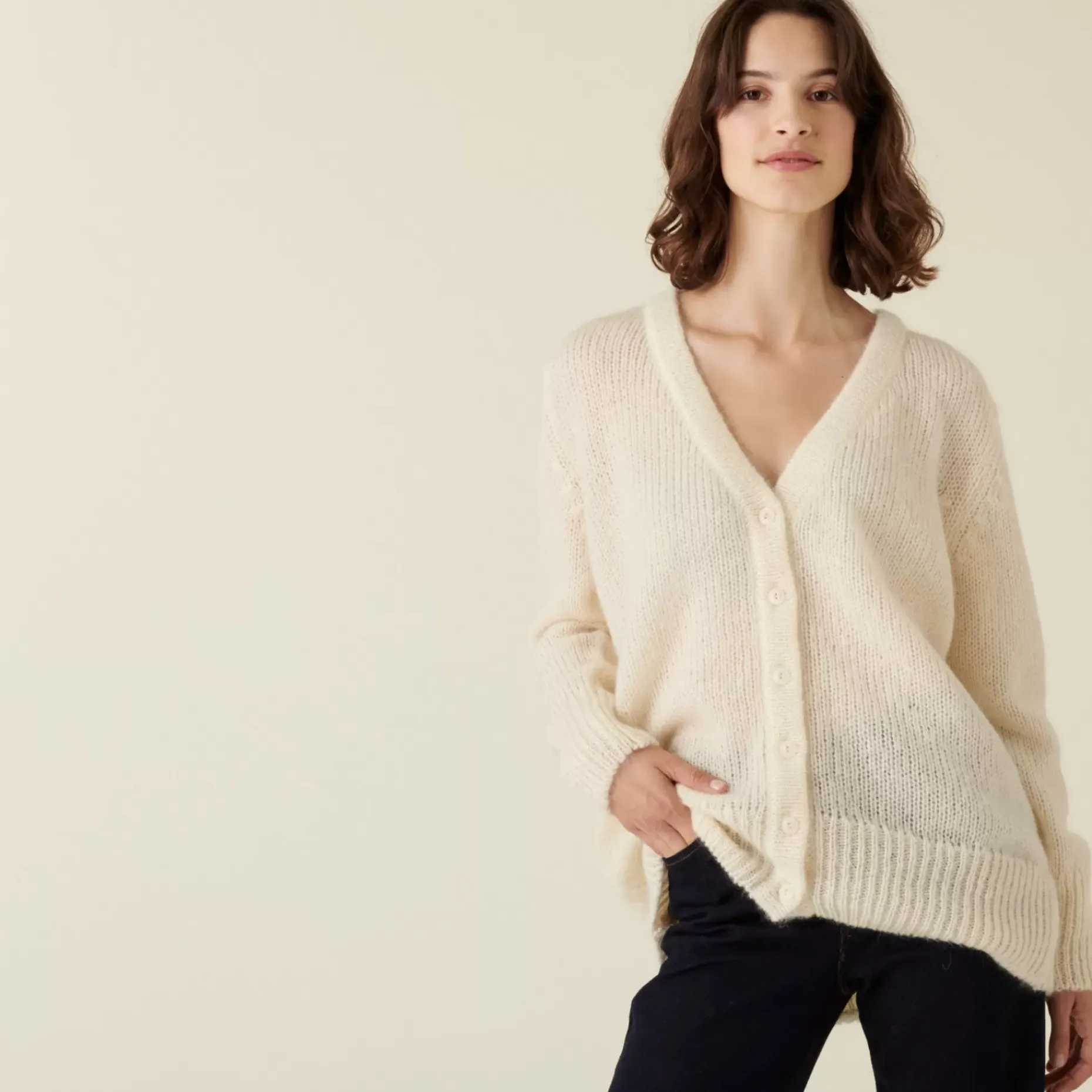 Maison Montagut Vestes Et Gilets>Cardigan Boutonne Col V En Mohair - Anais