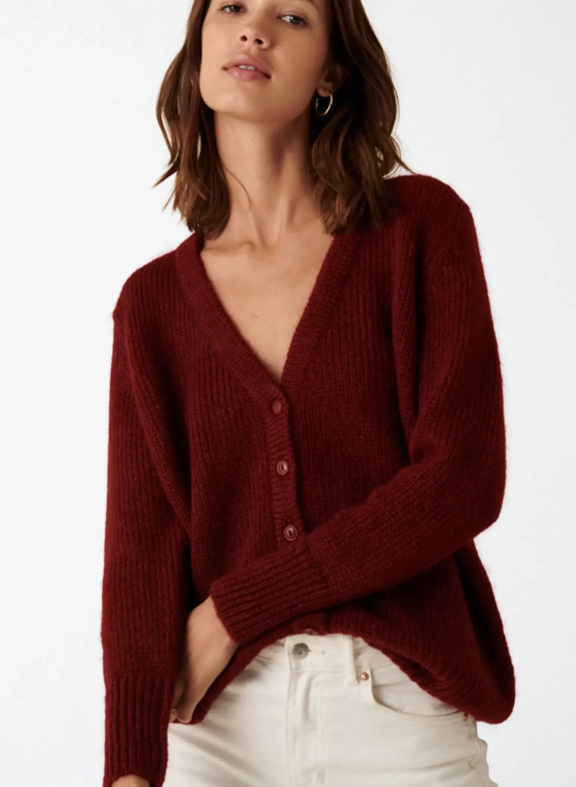 Maison Montagut Vestes Et Gilets>Cardigan Boutonne Col V En Mohair - Anais