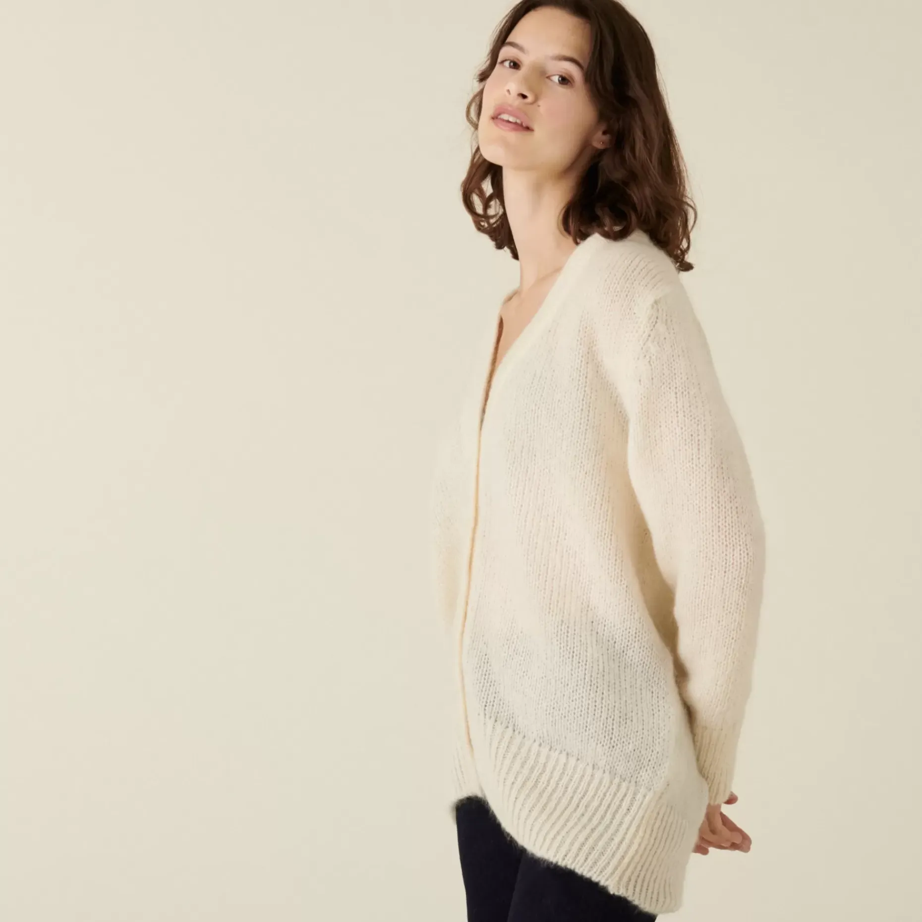 Maison Montagut Vestes Et Gilets>Cardigan Boutonne Col V En Mohair - Anais