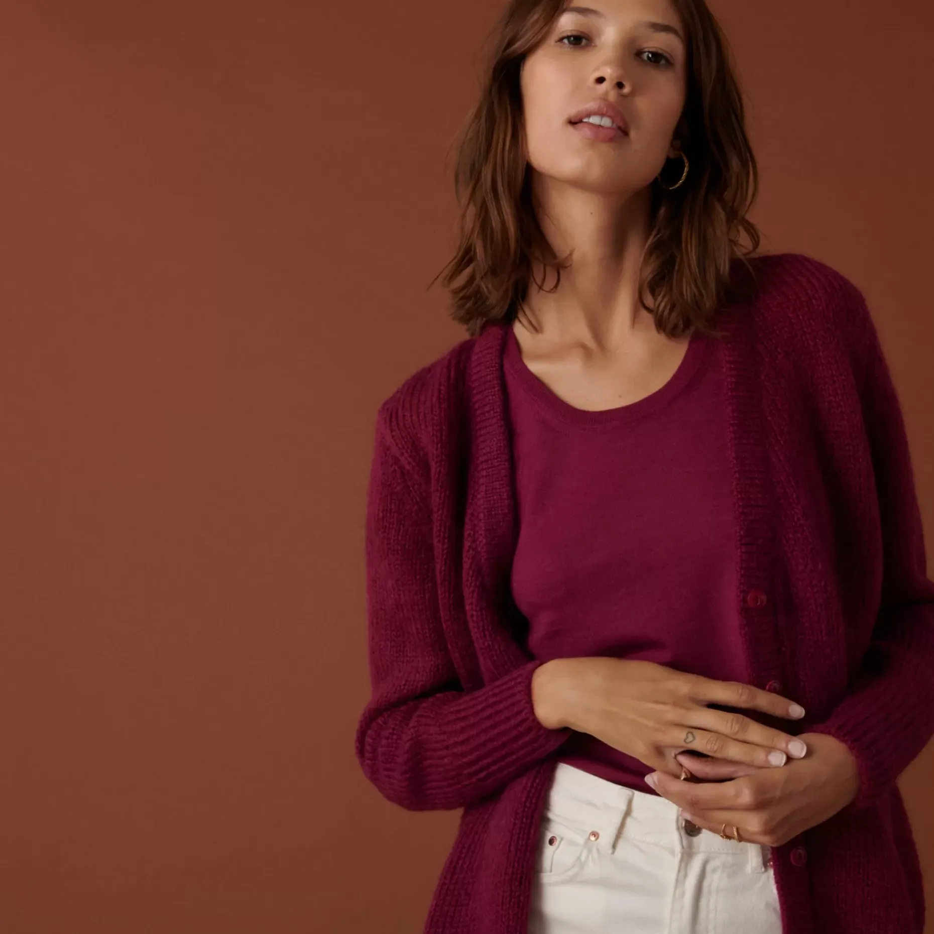Maison Montagut Vestes Et Gilets>Cardigan Boutonne Col V En Mohair - Anais