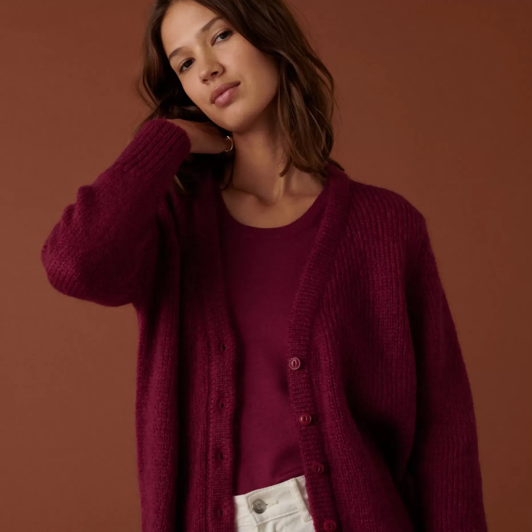 Maison Montagut Vestes Et Gilets>Cardigan Boutonne Col V En Mohair - Anais