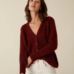 Maison Montagut Vestes Et Gilets>Cardigan Boutonne Col V En Mohair - Anais