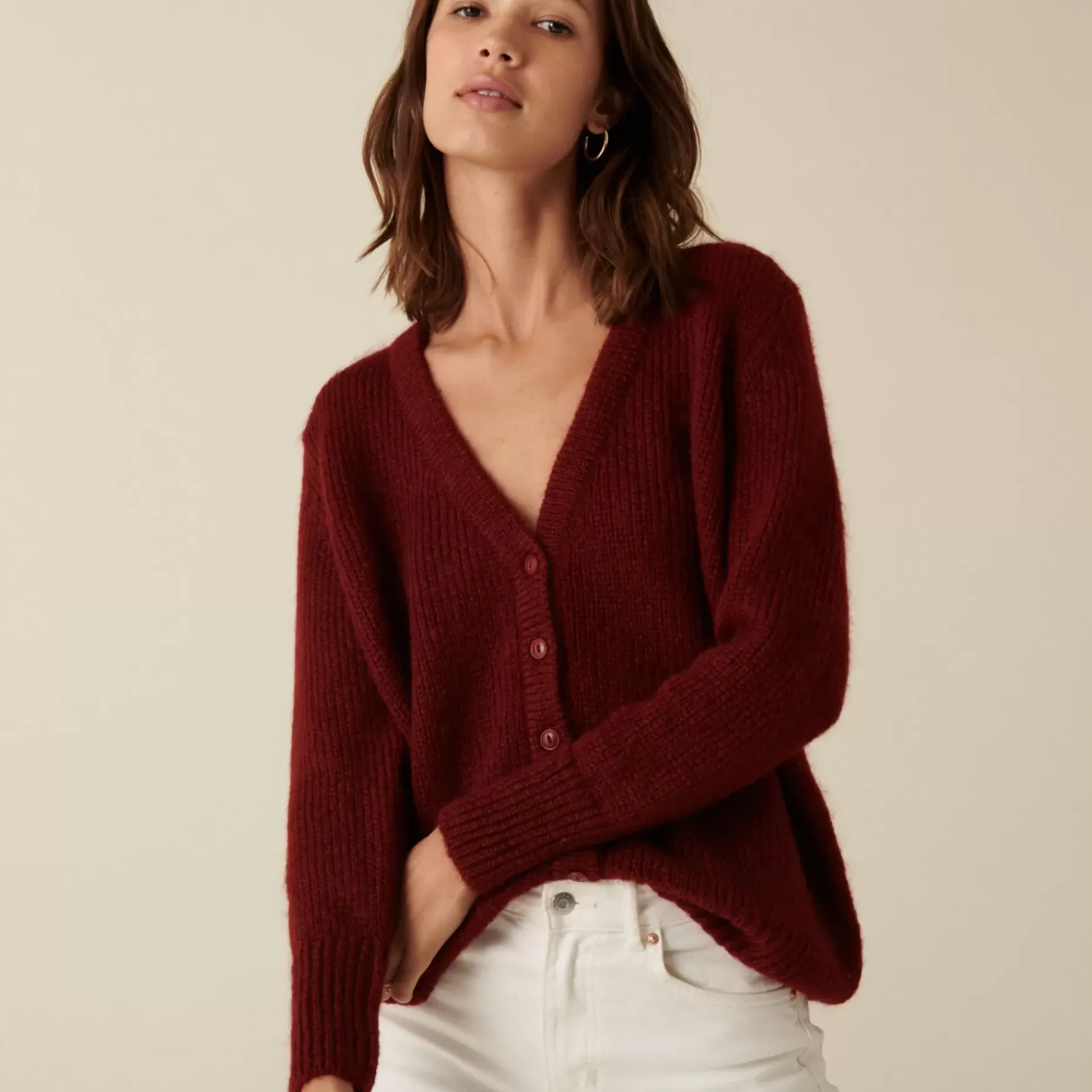 Maison Montagut Vestes Et Gilets>Cardigan Boutonne Col V En Mohair - Anais