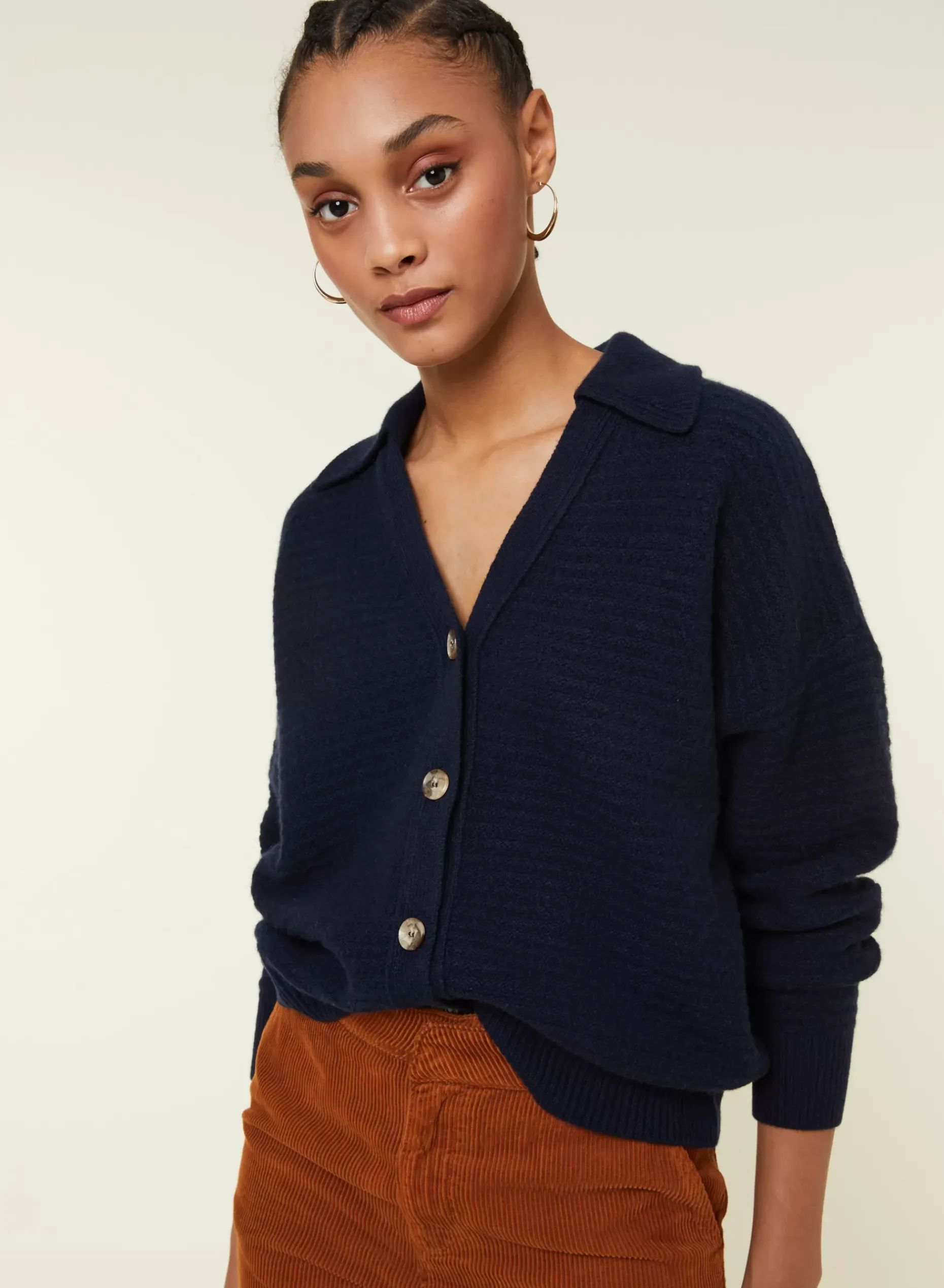 Maison Montagut Vestes Et Gilets>Cardigan Col Polo En Cachemire Melange - Lisa