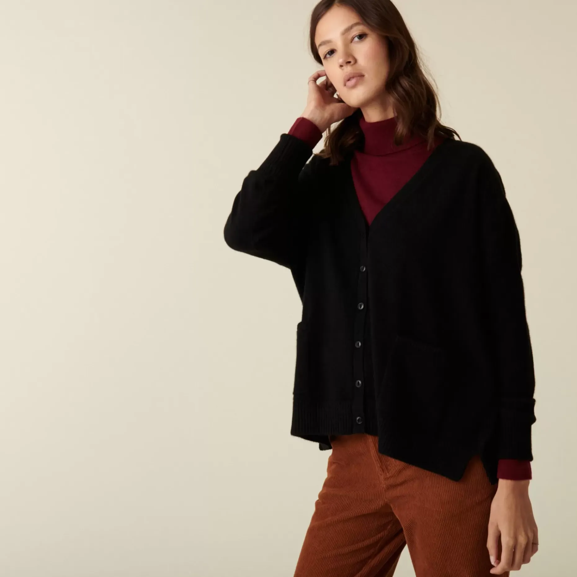 Maison Montagut Vestes Et Gilets>Cardigan Col V Boutonne A Poches En Cachemire - Achille