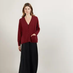 Maison Montagut Vestes Et Gilets>Cardigan Col V En Cachemire - Brune