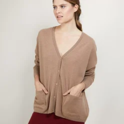 Maison Montagut Vestes Et Gilets>Cardigan Col V En Cachemire - Brune