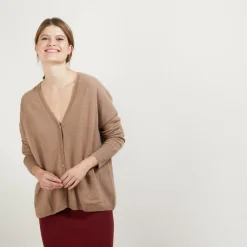 Maison Montagut Vestes Et Gilets>Cardigan Col V En Cachemire - Brune